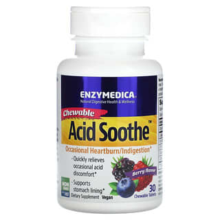 Enzymedica, Chewable Acid Soothe, ягодное средство, 30 жевательных таблеток