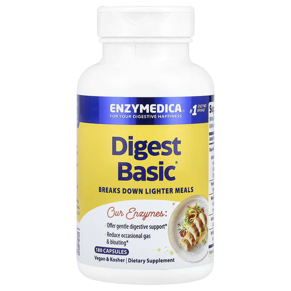 Enzymedica, Digest Basic, Formula Enzim Esensial, 180 Kapsul