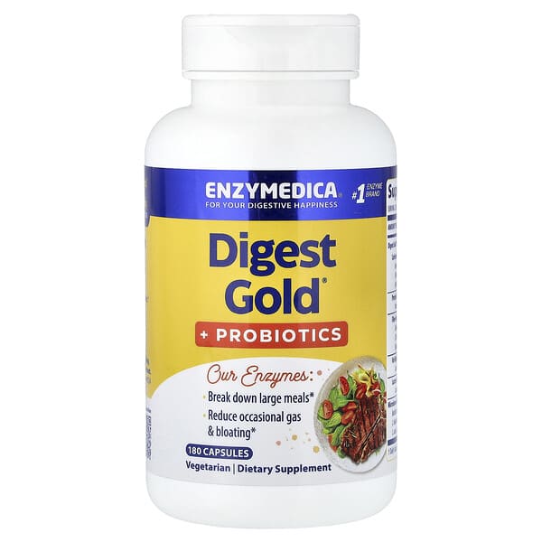 Enzymedica, Digest Gold, добавка с пробиотиками, 180 капсул