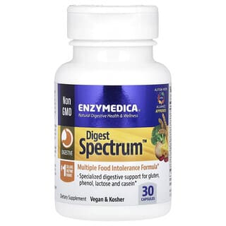 Enzymedica, Digest Spectrum, preparat wielokrotnego użytku na nietolerancje pokarmowe, 30 kapsułek