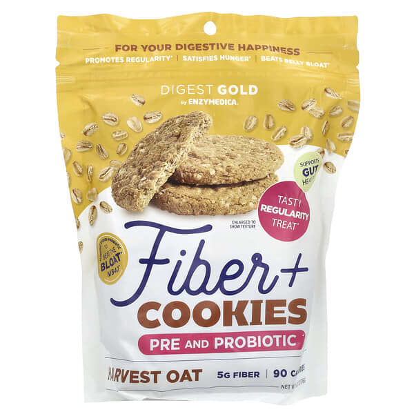 Enzymedica Fiber + Cookies, Pre and Probiotic, Harvest Oat, 6.21 oz (176 g)