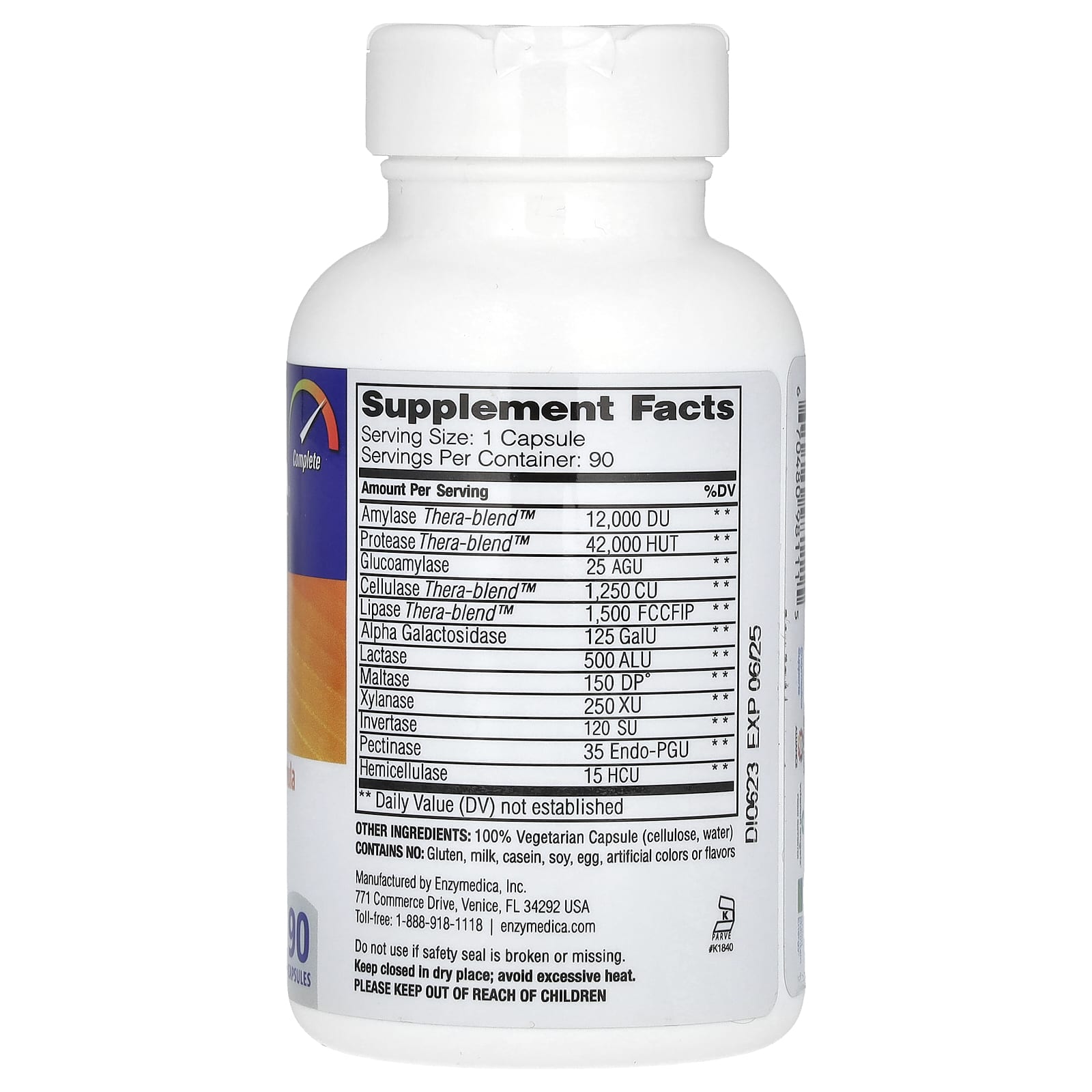 Enzymedica, Digest, Complete Enzyme Formula, 90 Capsules