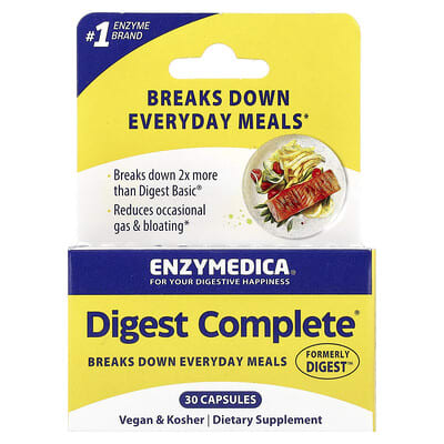 Enzymedica, Digestive Capsules, Complete Enzyme Formula, 30 Capsules