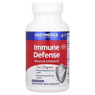 Enzymedica, Immune Defense®, Suplemento para favorecer la salud respiratoria y sinusal, Concentración regular, 180 cápsulas