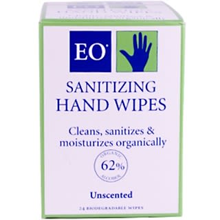 EO Products, Sanitizing Hand Wipes, Unscented, 24 Wipes