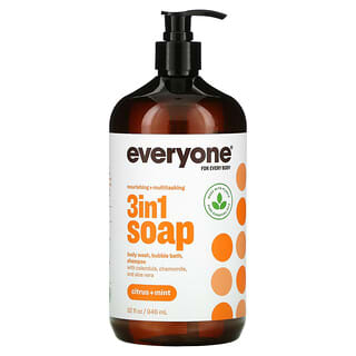 Everyone, 3 in 1 Soap, Body Wash, Bubble Bath, Shampoo, Citrus + Mint, 32 fl oz (946 ml)