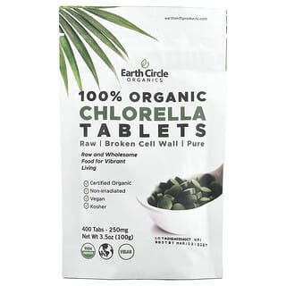 Earth Circle Organics, Comprimidos de clorela orgánica, 400 mg, 400 comprimidos, 100 g (3,5 oz) (62,5 mg por comprimido)