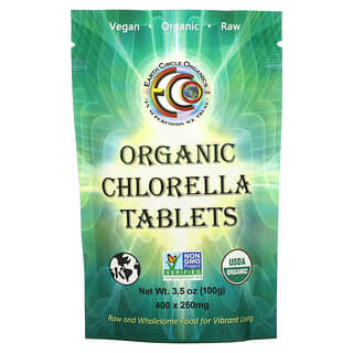Earth Circle Organics, органическая хлорелла в таблетках, 250 мг, 400 таблеток, 100 г (3,5 унции)