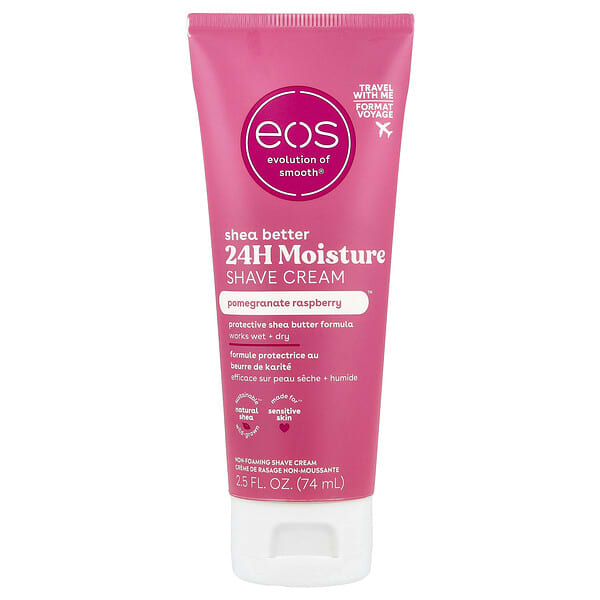 EOS, Shea Better, 24시간 모이스처 셰이브 크림, 석류 라즈베리, 74ml(2.5fl oz)