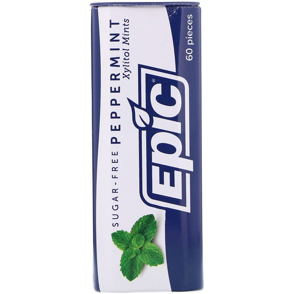 Epic Dental, Xylitol Mints, Peppermint, SugarFree, 60 Pieces