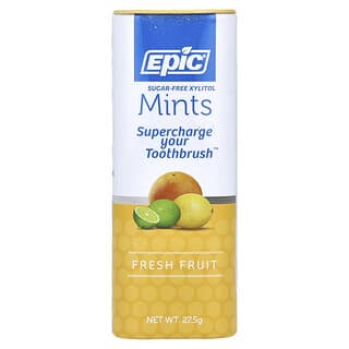 Epic Dental, 100% endulzado con xilitol, Frutas frescas frutales, Caramelos, Sin azúcar, 30 g
