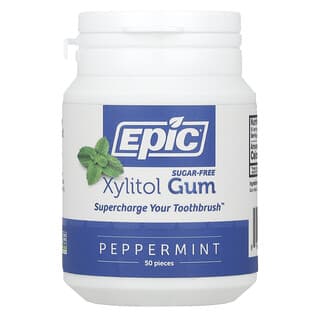 Epic Dental, Xylitol Gum, Sugar Free, Peppermint, 50 Pieces