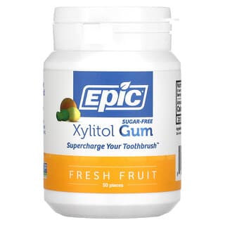 Epic Dental, Xylitol Gum, Sugar-Free, Fresh Fruit, 50 Pieces