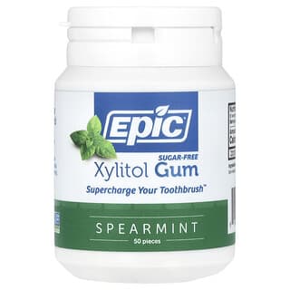 Epic Dental, Xylitol Gum, Sugar Free, Spearmint, 50 Pieces