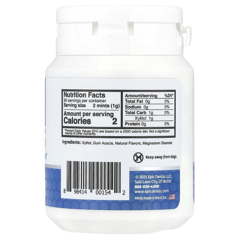 Xylitol Mints, Peppermint, Sugar-Free, 180 Pieces