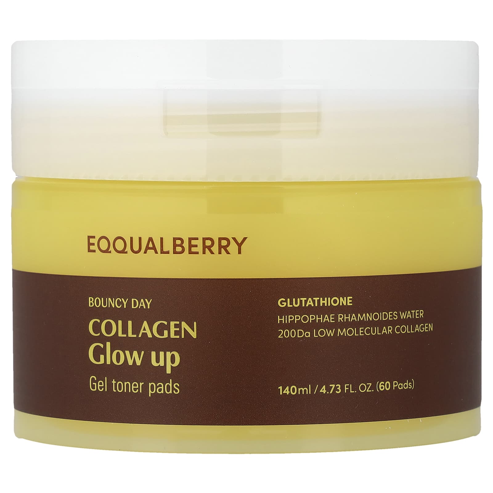 EQQUALBERRY, Collagen Glow Up, тонизирующие и гелевые диски, 140 мл (4,73 жидк. унции)