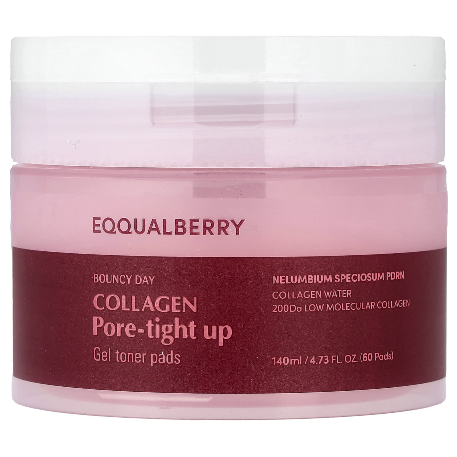 EQQUALBERRY, Collagen Pore-Tight Up, тонизирующие подушечки с коллагеном, 60 шт., 140 мл (4,73 жидк. унции)