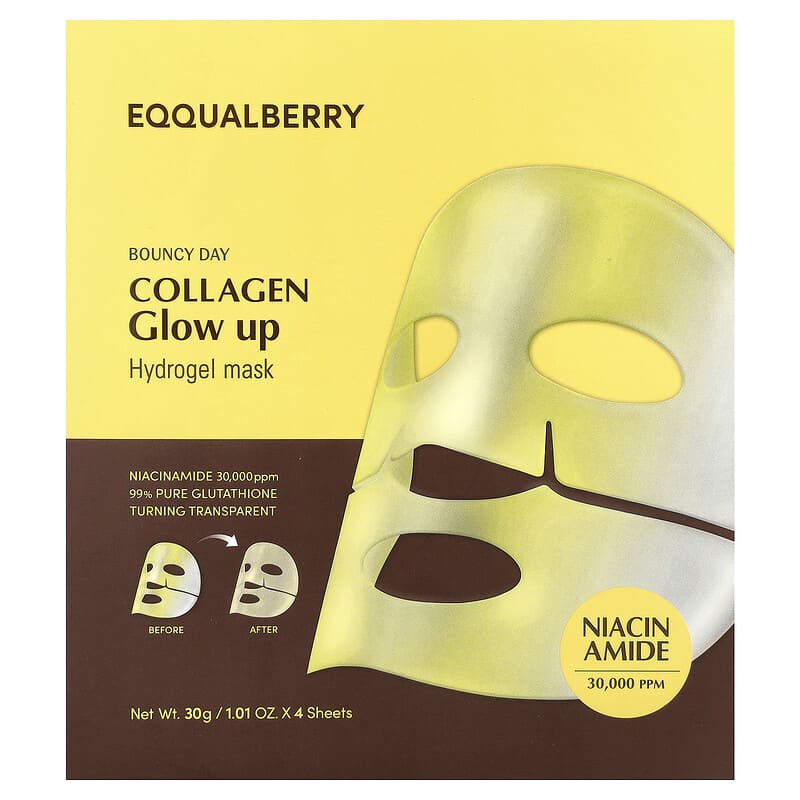 Collagen Glow Up Hydrogel Beauty Mask , 4 Masks, 1.01 oz (30 g) Each