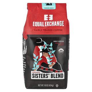 Equal Exchange, Ekologiskt kaffe, Sisters' Blend, Droppmalet, Full City Roast, 454 g