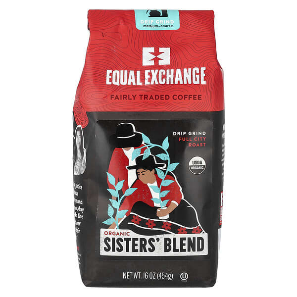 Equal Exchange, 유기농 시스터즈 블렌드, 드립 그라인드, 풀 시티 로스트, 454g(16oz)