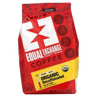 Equal Exchange, オーガニック、コーヒー、カフェインレス、フルシティロースト、粉、340g（12オンス）