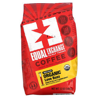 Equal Exchange, 有机咖啡，Love Buzz，全豆，法式烘培，12 盎司（340 克）