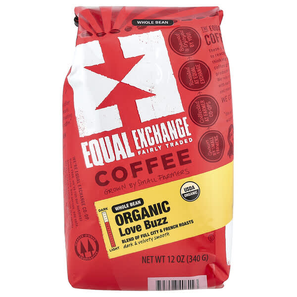 Equal Exchange, 유기농 커피, Love Bizz, 원두, 프렌치 로스트, 340g(12oz)