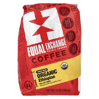 Equal Exchange, Bio kávé, etióp, egész bab, teljes városi sült, 340 g