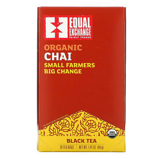 Equal Exchange, Té negro chai orgánico, 20 bolsitas de té, 40 g (1,41 oz)
