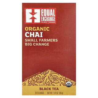 Equal Exchange, Органический черный чай с чаем, 20 чайных пакетиков, 40 г (1,41 унции)