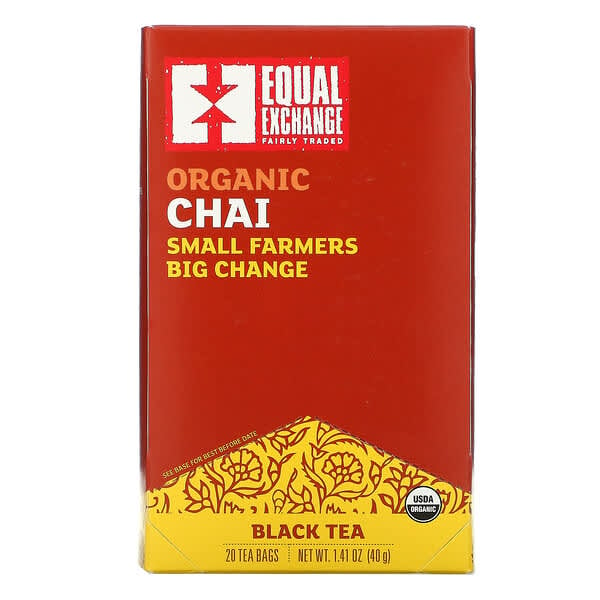 Equal Exchange, オーガニックチャイ紅茶、ティーバッグ20個、40g（1.41オンス）