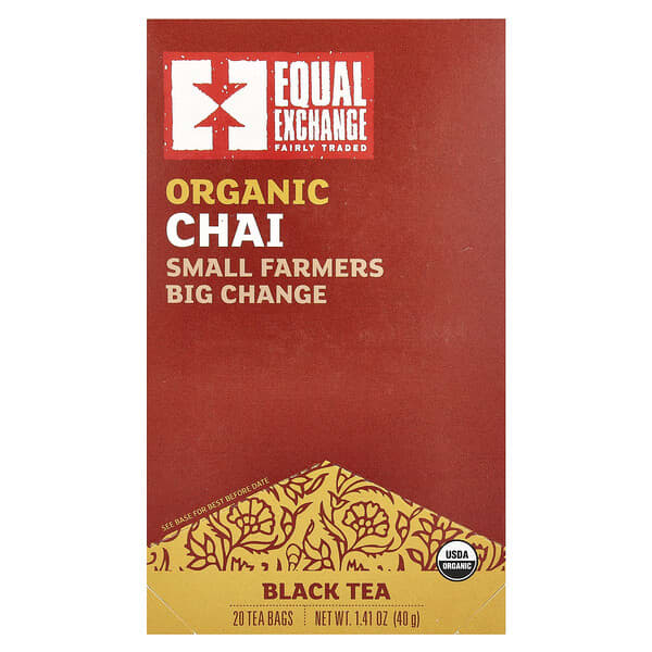 Equal Exchange, 有機印度茶，紅茶，20 茶包，1.41 盎司（40 克）