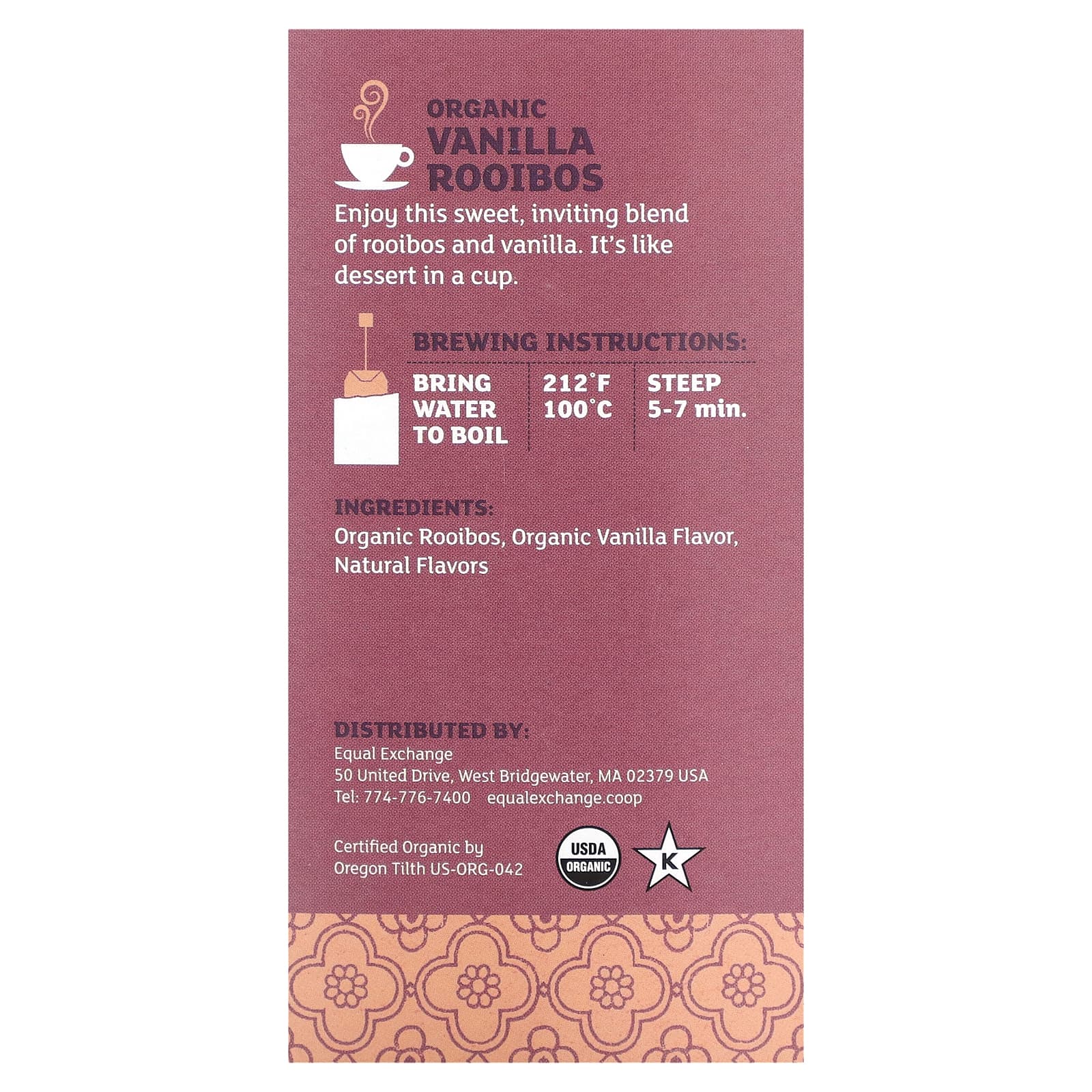 Equal Exchange, Organic Vanilla Rooibos, Herbal Tea, CaffeineFree, 20