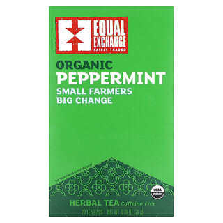 Equal Exchange, Chá de Ervas de Hortelã-Pimenta Orgânico, Sem Cafeína, 20 Saquinhos de Chá, 28 g (0,99 oz)