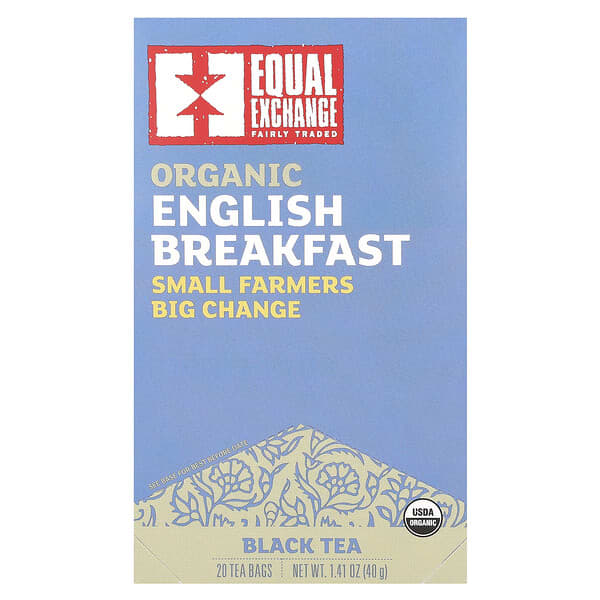 Equal Exchange, 有機英式早餐紅茶，20 包茶包，1.41 盎司（40 克）