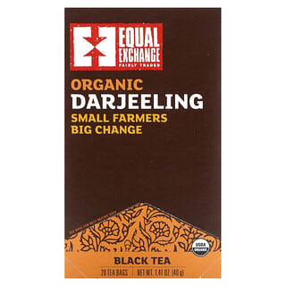 Equal Exchange, Darjeeling biologique, Thé noir, 20 sachets de thé, 40 g