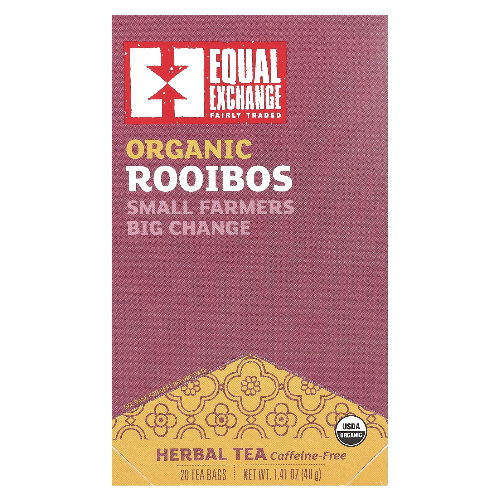 Equal Exchange, Herbal Tea, Organic Rooibos, Caffeine Free, 20 Tea Bags