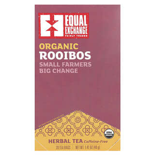 Equal Exchange‏, תה צמחים, רויבוש אורגני, נטול קפאין, 20 שקיקי תה, 40 גרם (1.41 אונקיות)