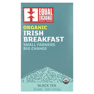Equal Exchange, Desayuno irlandés orgánico, Té negro, 20 bolsitas de té, 40 g (1,41 oz)
