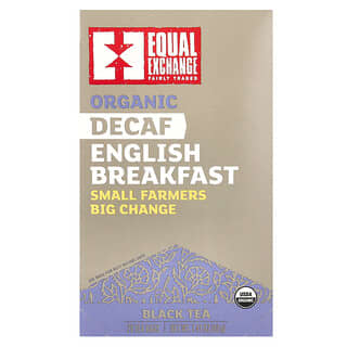 Equal Exchange, Desayuno inglés orgánico descafeinado, Té negro, 20 bolsitas de té, 40 g (1,41 oz)