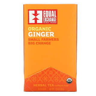 Equal Exchange, 有機生薑草本茶，無因，20 包茶包，1.05 盎司（30 克）