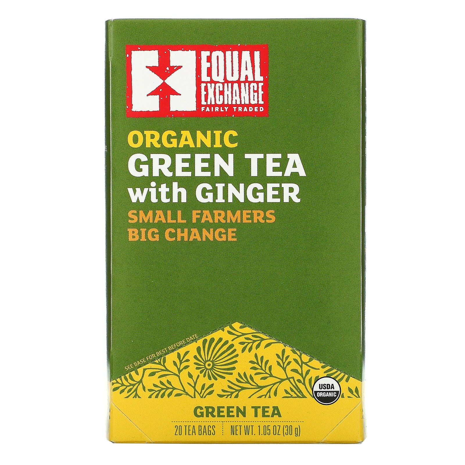 Equal Exchange, Organic Green Tea with Ginger, 20 Tea Bags, 1.05 oz (30 g)
