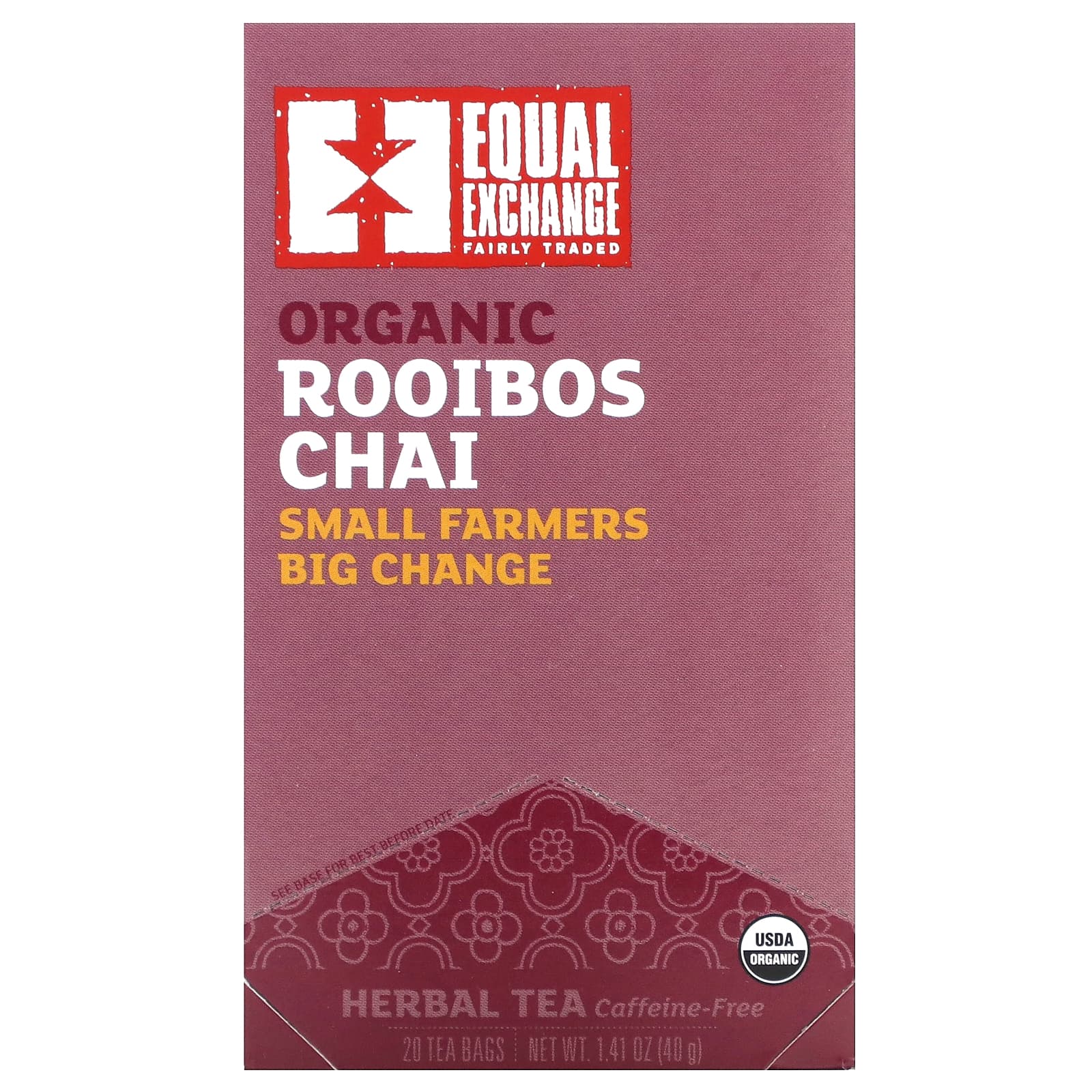 Equal Exchange, Organic Rooibos Chai, Herbal Tea, CaffeineFree, 20 Tea