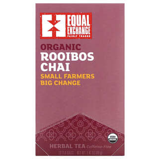 Equal Exchange, Rooibos Chai Orgânico, Chá de Ervas, Sem Cafeína, 20 Saquinhos de Chá, 40 g (1,41 oz)