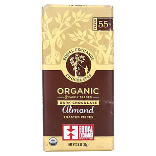 Equal Exchange, Organic Dark Chocolate, Almond Toasted Pieces, 2.8 oz (80 g)