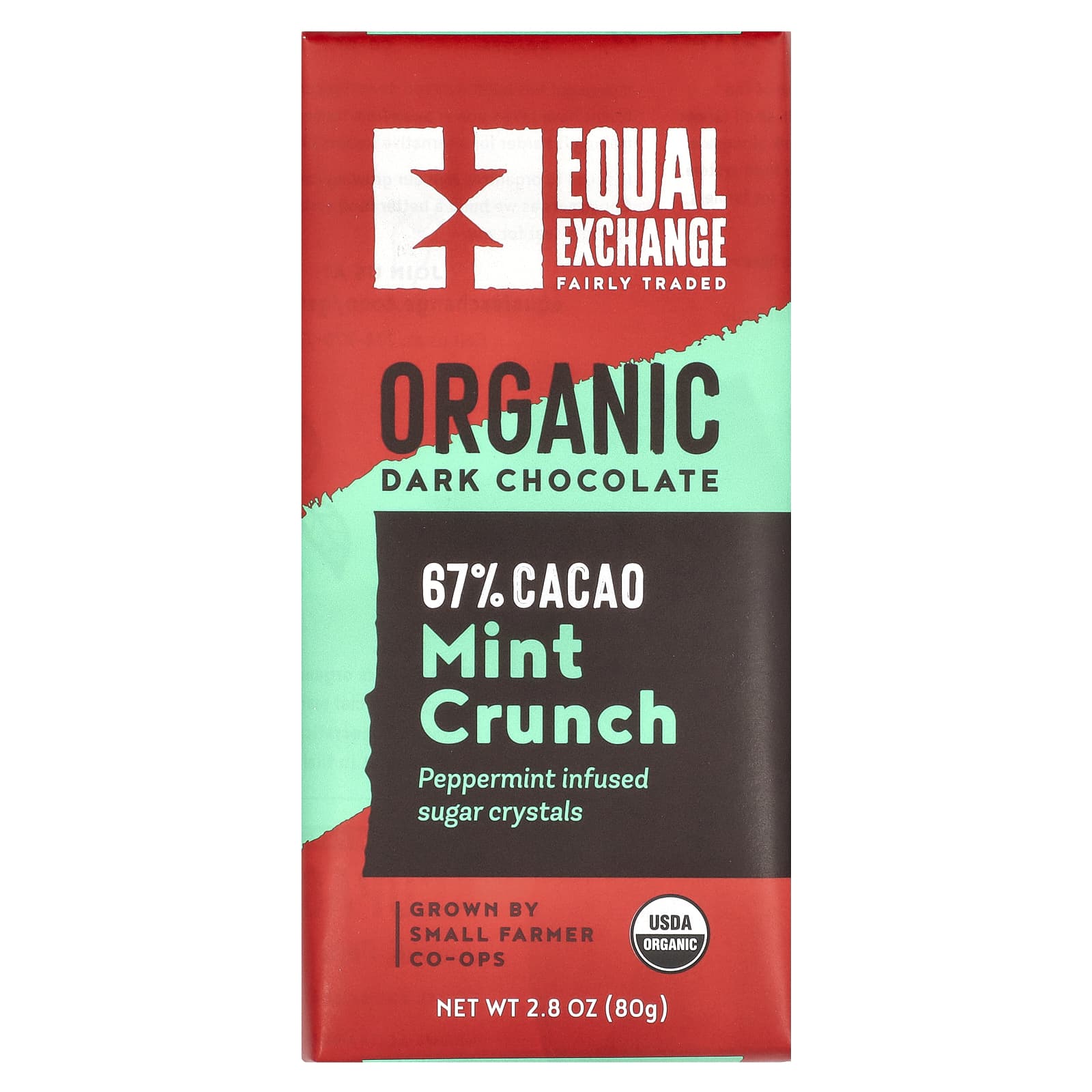 オーガニックダークチョコレート、ミントクランチ、カカオ67 オーガニックダークチョコレート、ミントクランチ、カカオ67