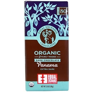 Equal Exchange, Органический темный шоколад, панамский черный, 80% какао, 80 г (2,8 унции)