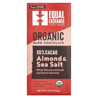 Equal Exchange, Chocolate Amargo Orgânico, Amêndoa e Sal Marinho, 100 g (3,5 oz)