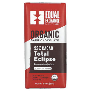 Equal Exchange, Total Eclipse органічний чорний шоколад, 92 % какао, 80 г (2,8 унції)