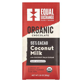 Equal Exchange, Chocolate Orgânico, Leite de Coco e Açúcar de Coco, 55% Cacau, 80 g (2,8 oz)